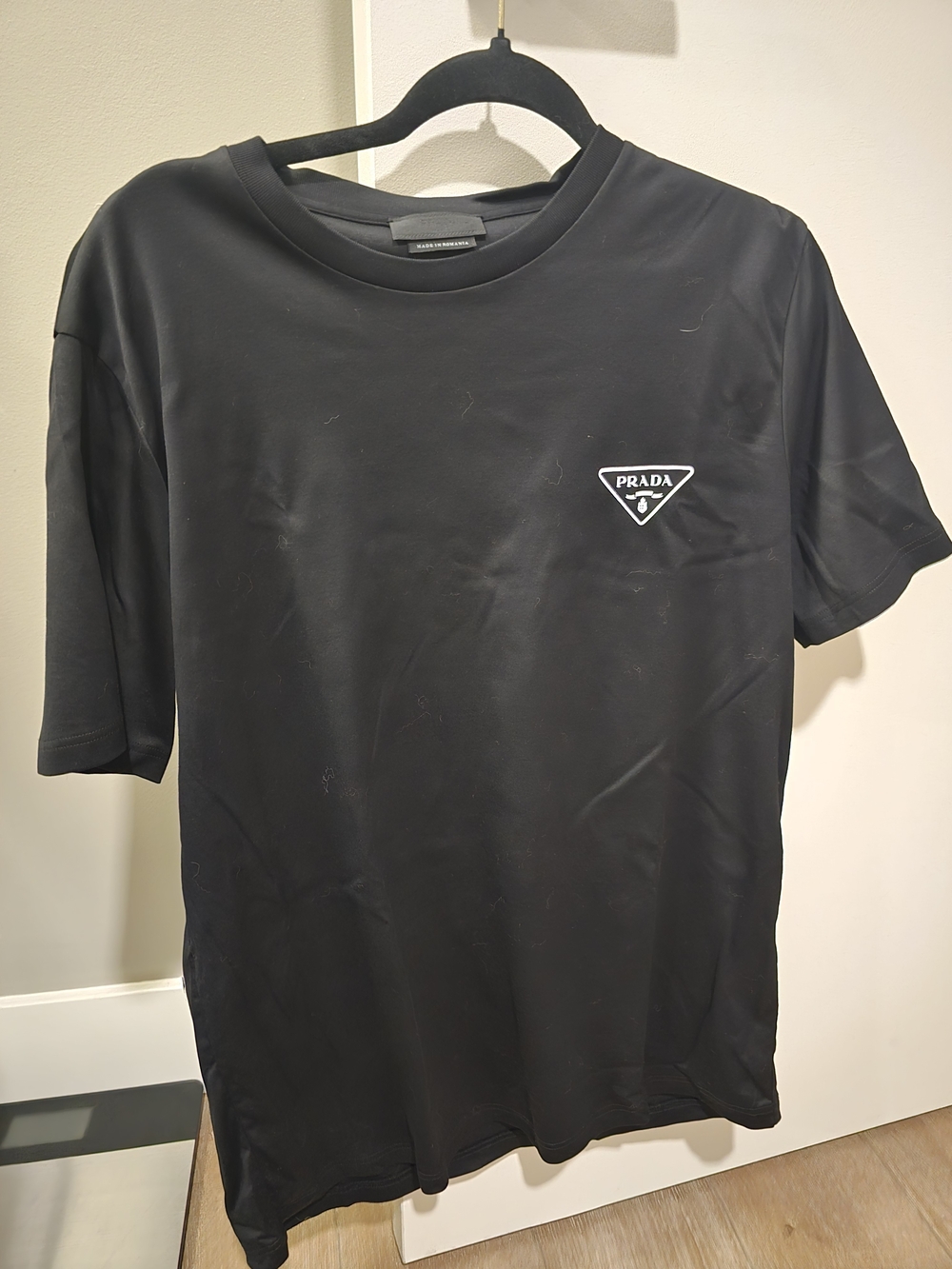Prada Black Short Sleeve Logo Crewneck Tee